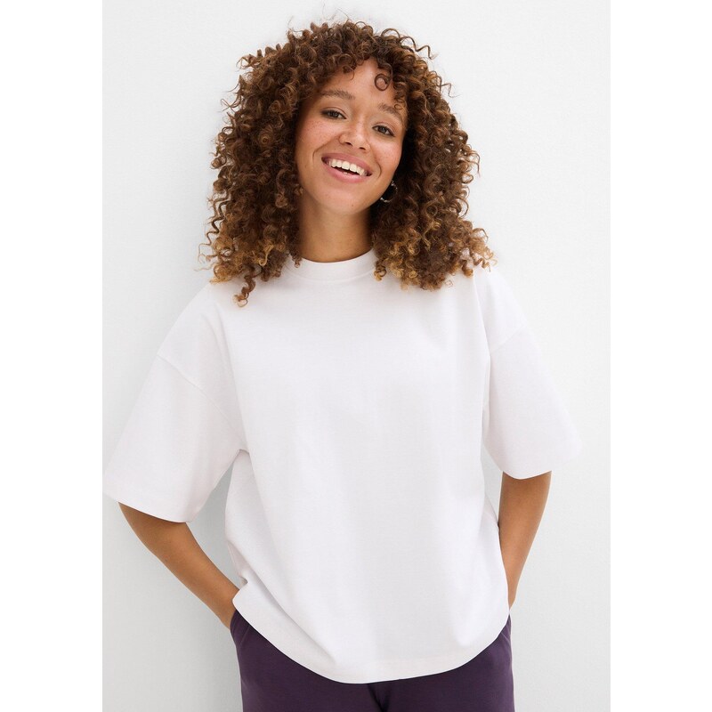 bonprix Oversize-tričko, ťažká bavlnená kvalita, farba biela 64921931