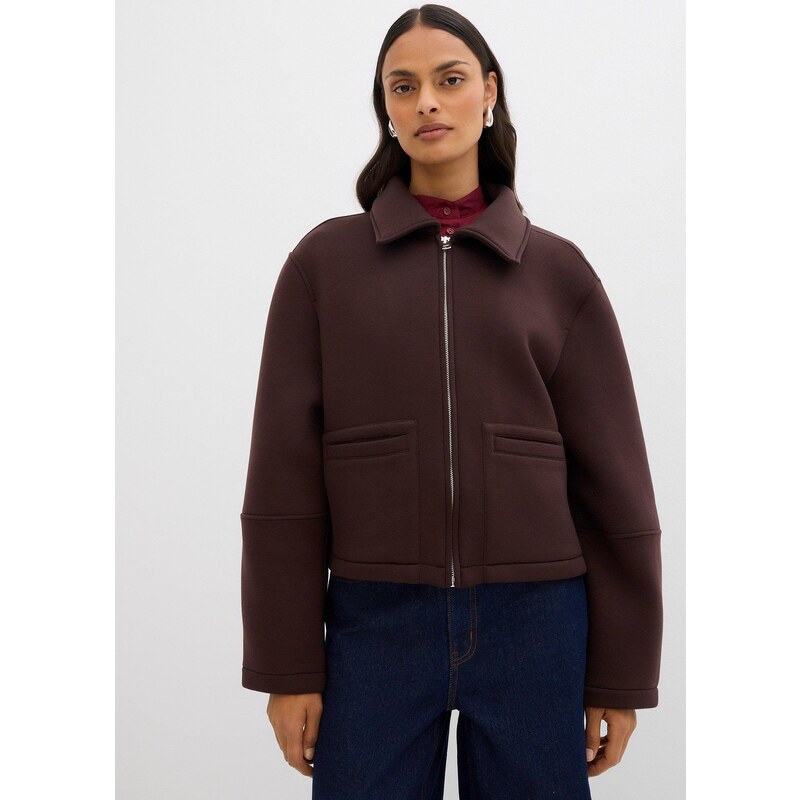 bonprix Krátka bunda zo Scuba materiálu, farba hnedá 64922040
