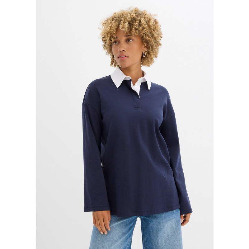 bonprix Polo tričko z materiálu Interlock, farba modrá 64922231