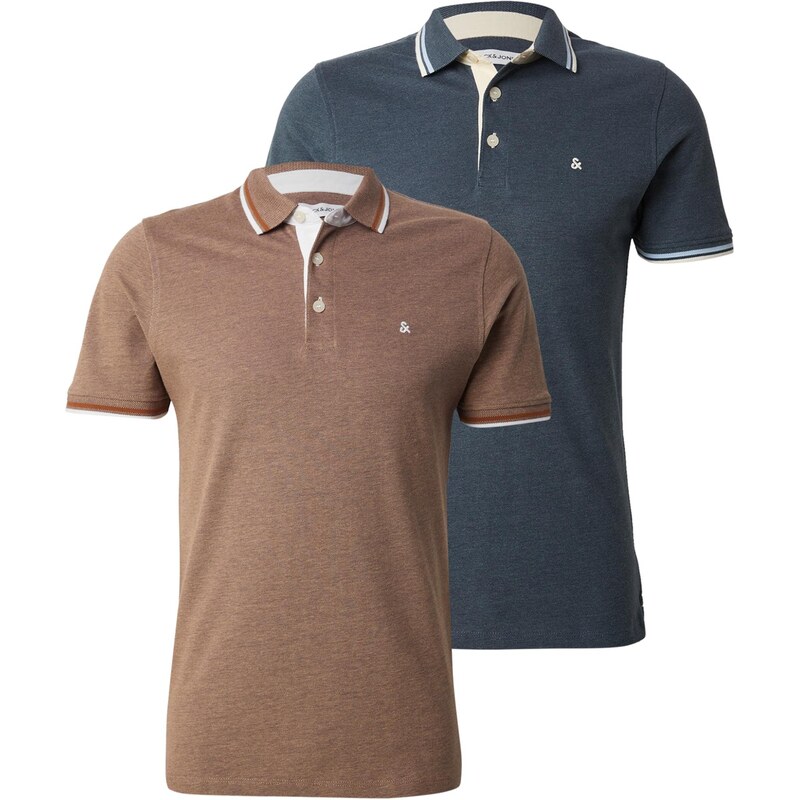 JACK & JONES Tričko JJEPAULOS modrosivá / hnedá 64959202
