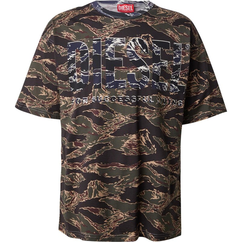 DIESEL Tričko T-BOXT béžová / indigo / kaki / burgundská 64927496