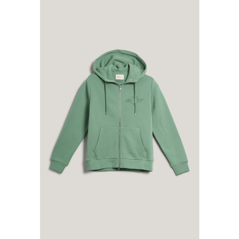 MIKINA GANT REG TONAL SHIELD ZIP HOODIE KALAMATA GREEN 64936550