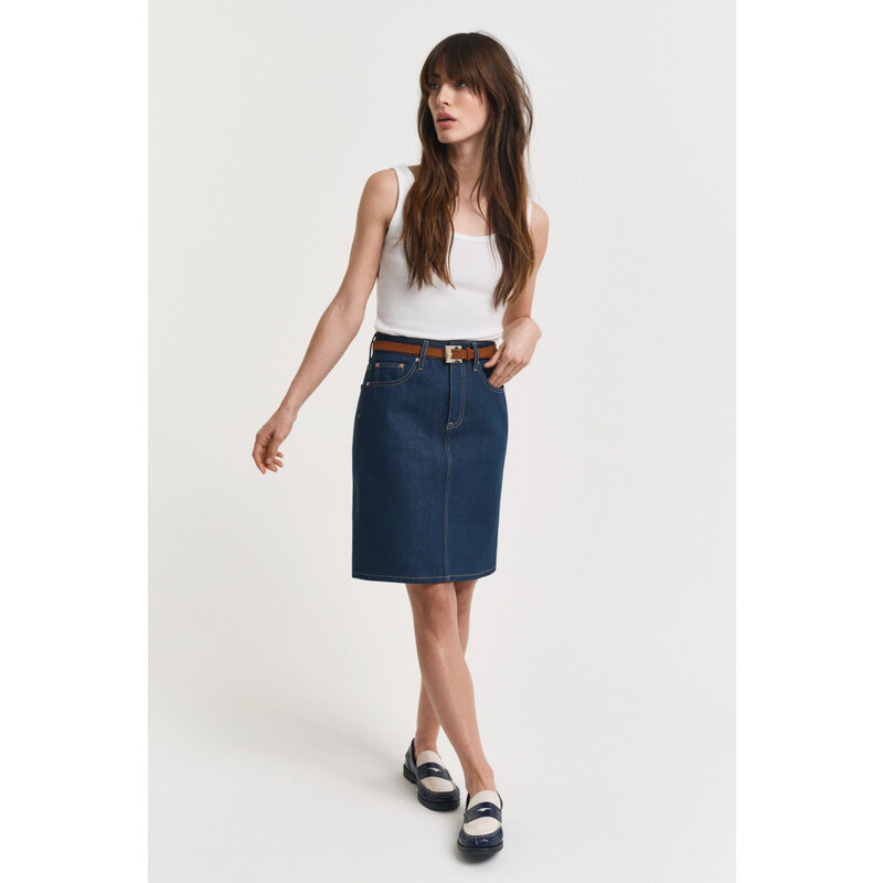 SUKŇA GANT DENIM SKIRT MID BLUE 64936558