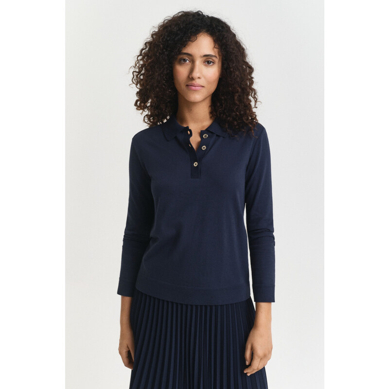 POLOKOŠEĽA GANT REG SEAMLESS BUTTON LS POLO EVENING BLUE 64936730