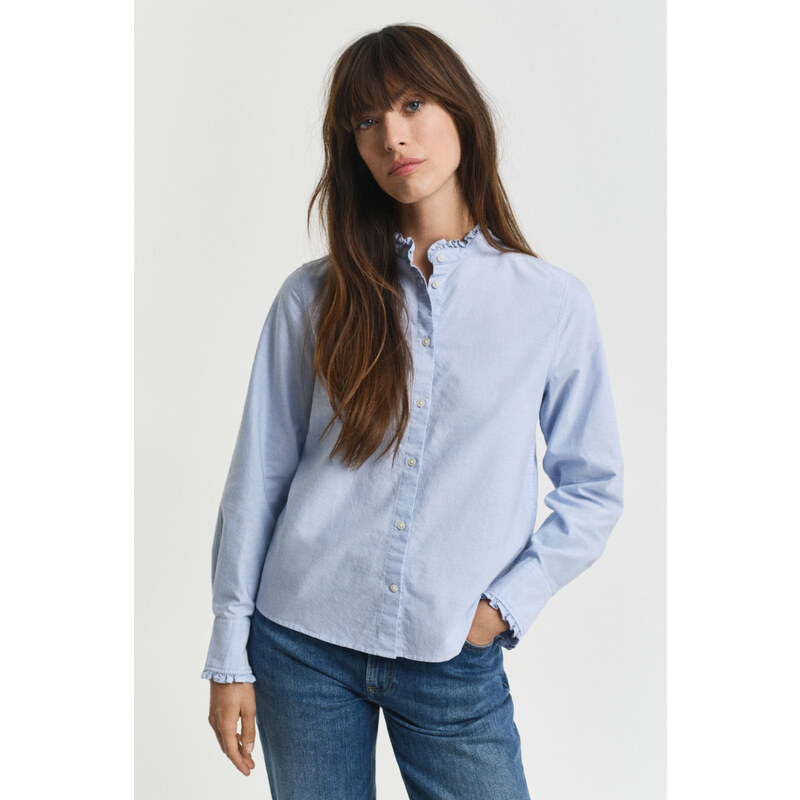 BLÚZKA GANT REG CLASSIC OXFORD FRILL BLOUSE LIGHT BLUE 64936750