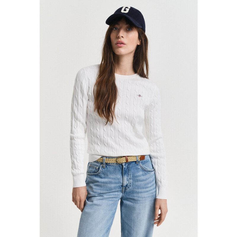 SVETER GANT STRETCH COTTON CABLE C-NECK EGGSHELL 64936771