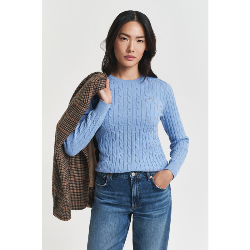 SVETER GANT STRETCH COTTON CABLE C-NECK CLEAR SKY 64936769