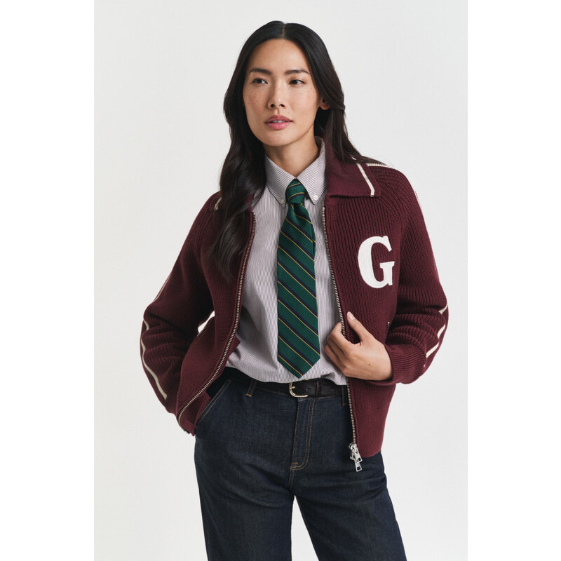 SVETER GANT VARSITY ZIP CARDIGAN PLUM WINE 64936780