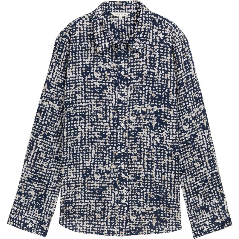 TOM TAILOR Blúzka béžová / námornícka modrá / biela 64991344