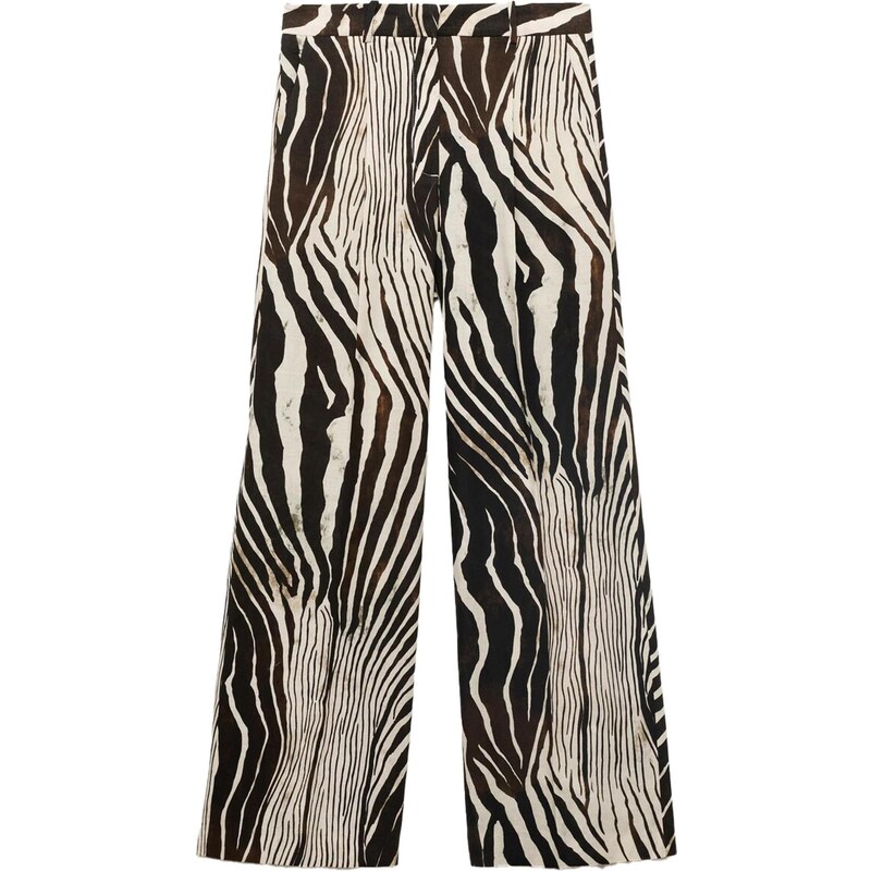 MANGO Plisované nohavice Wild svetlobéžová / hnedá / tmavohnedá 65887191