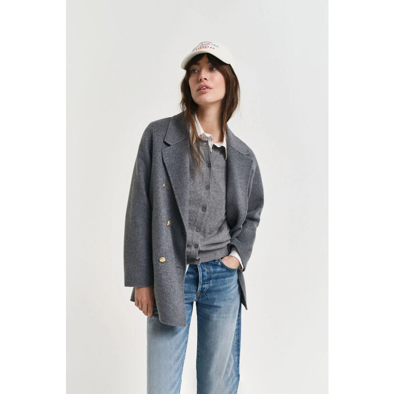 KABÁT GANT HANDSTITCHED PEACOAT CHARCOAL MELANGE 65451013