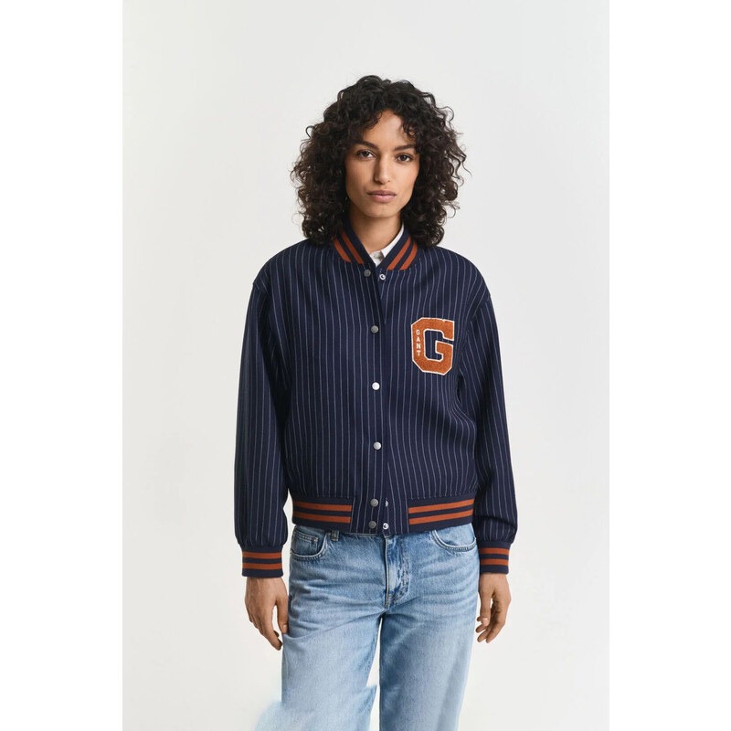 BUNDA GANT PINSTRIPE VARSITY JACKET EVENING BLUE 65451012