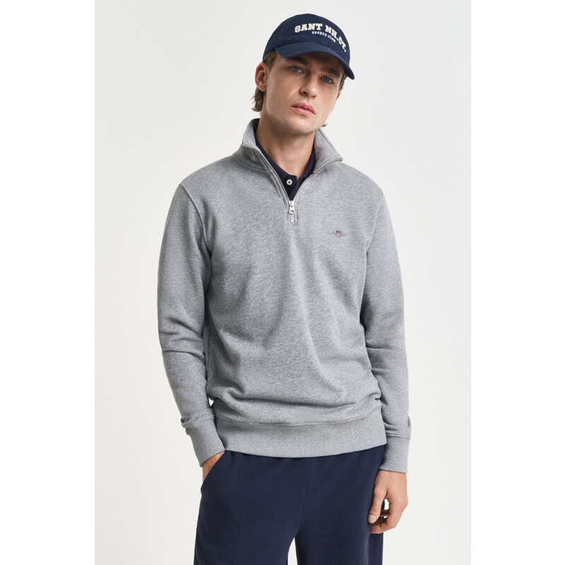MIKINA GANT REG SHIELD HALF ZIP SWEAT GREY MELANGE 64936652