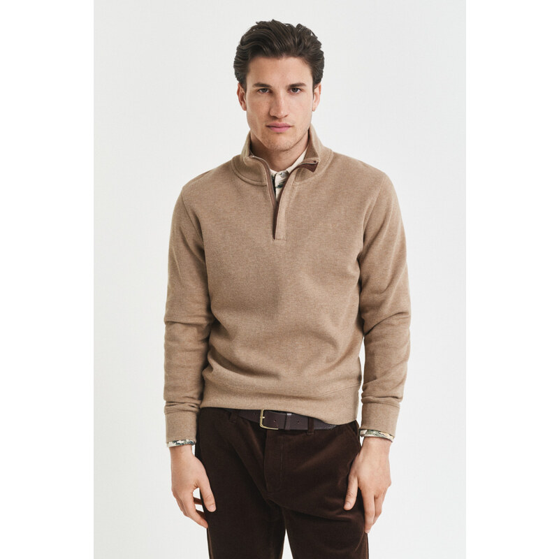 MIKINA GANT SACKER RIB HALF ZIP KHAKI MEL 64936680