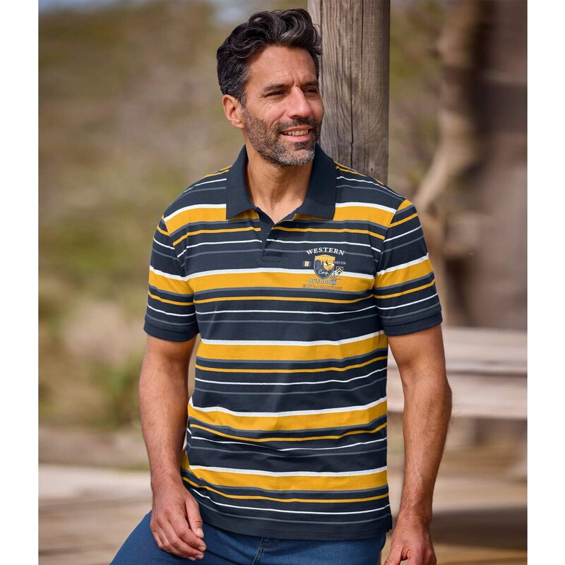 Prúžkovaná džersejová polokošeľa Atlas For Men Pruhovaná 64927945