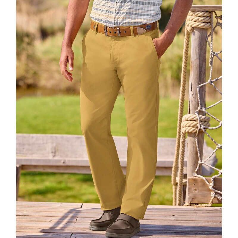 Strečové keprové chino nohavice Atlas For Men Hnedá 64927954