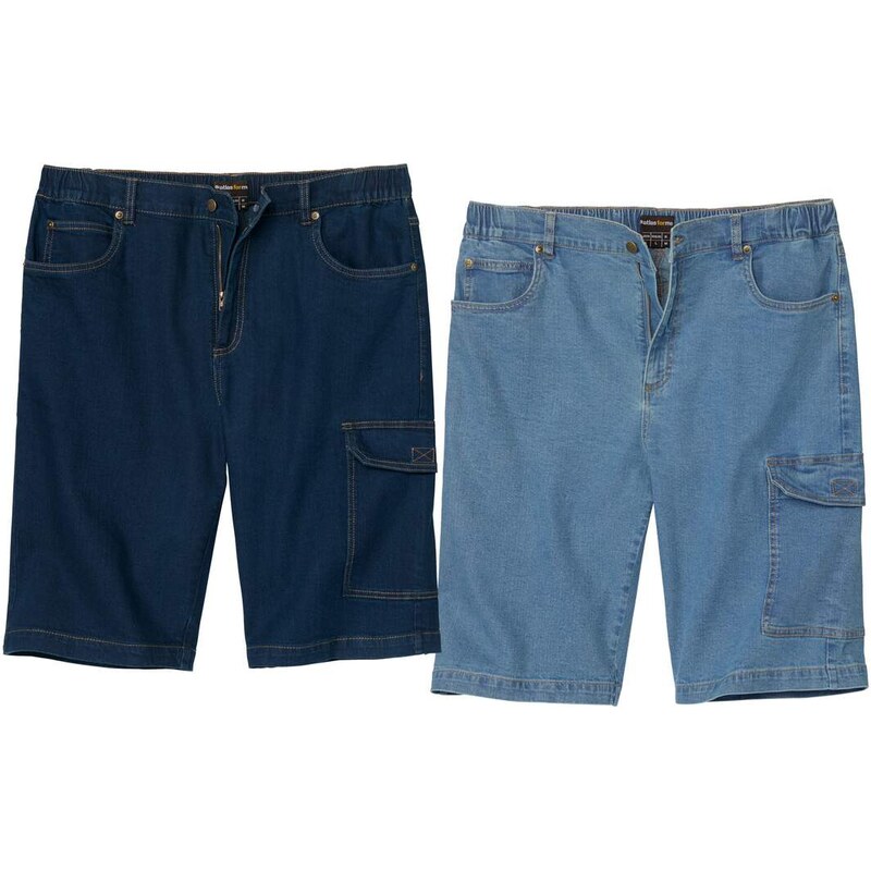 Sada 2 kapsáčových elastických rifľových bermúd Atlas For Men Modrá 64927959