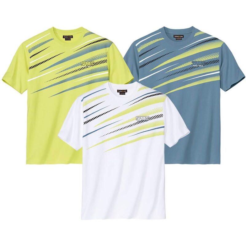 Sada 3 športových tričiek s grafickou potlačou Atlas For Men Modrá 64927960