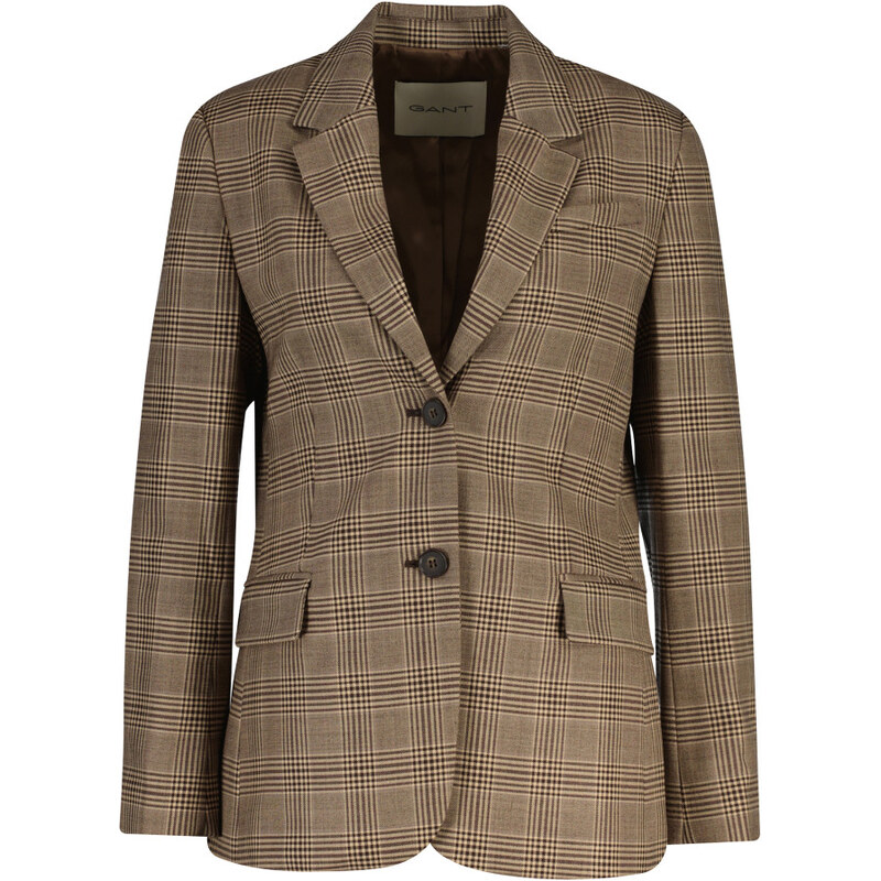 SAKO GANT REG CHECKED WOOL BLEND BLAZER DEEP BROWN 64936767