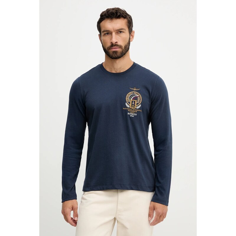Bavlnené tričko s dlhým rukávom Aeronautica Militare 64941457