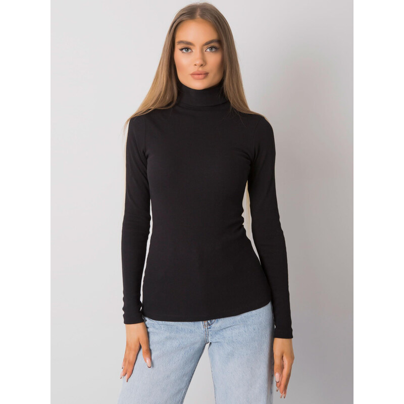 RUE PARIS Čierny dámsky rebrovaný rolák RV-BZ-7182.01P-black 57952353