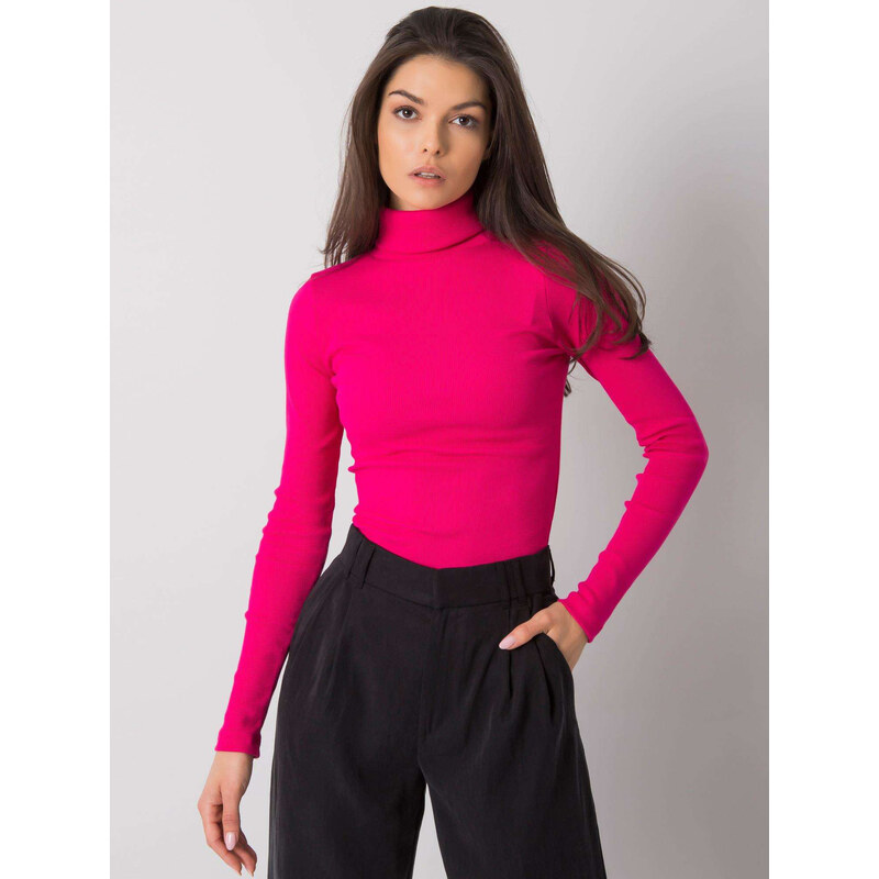 RUE PARIS Ružový dámsky rebrovaný rolák RV-BZ-7182.01P-fuchsia 57956387