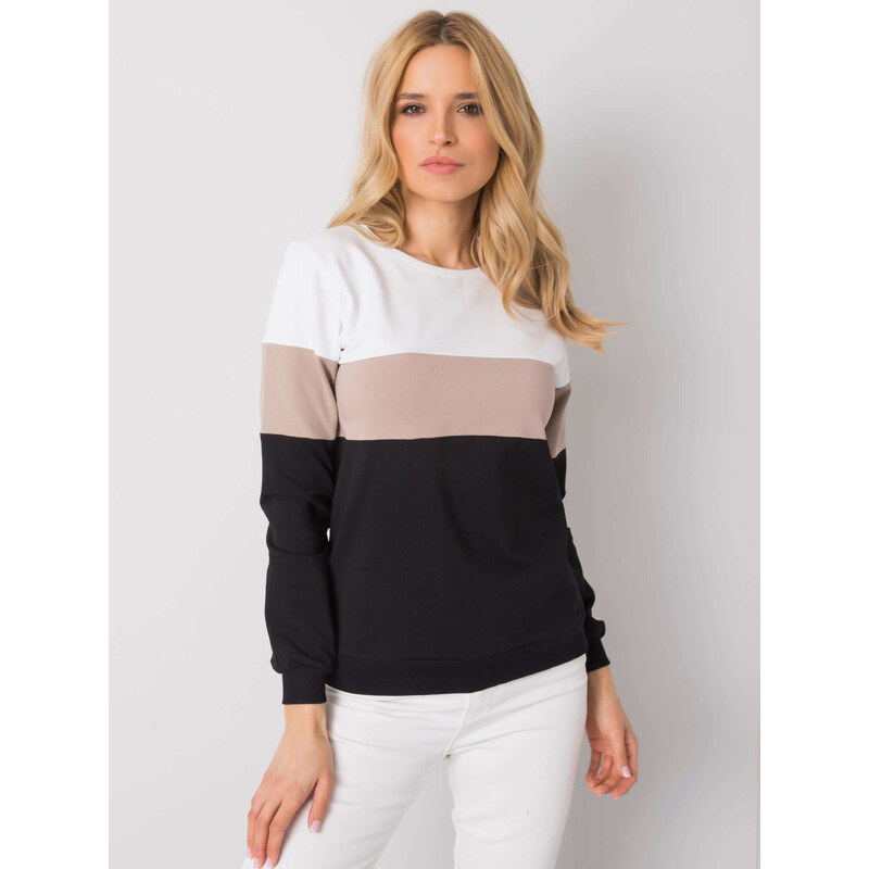 RUE PARIS Čierno-biela dámska mikina bez kapucne RV-BL-5787.15X-black 57955758