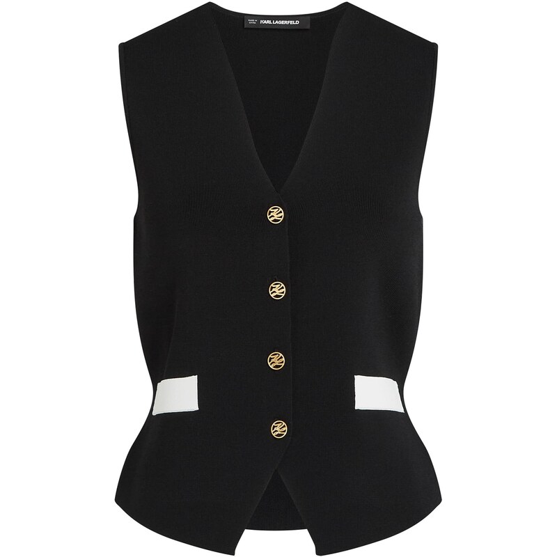Karl Lagerfeld Pletená vesta čierna / biela 65464719