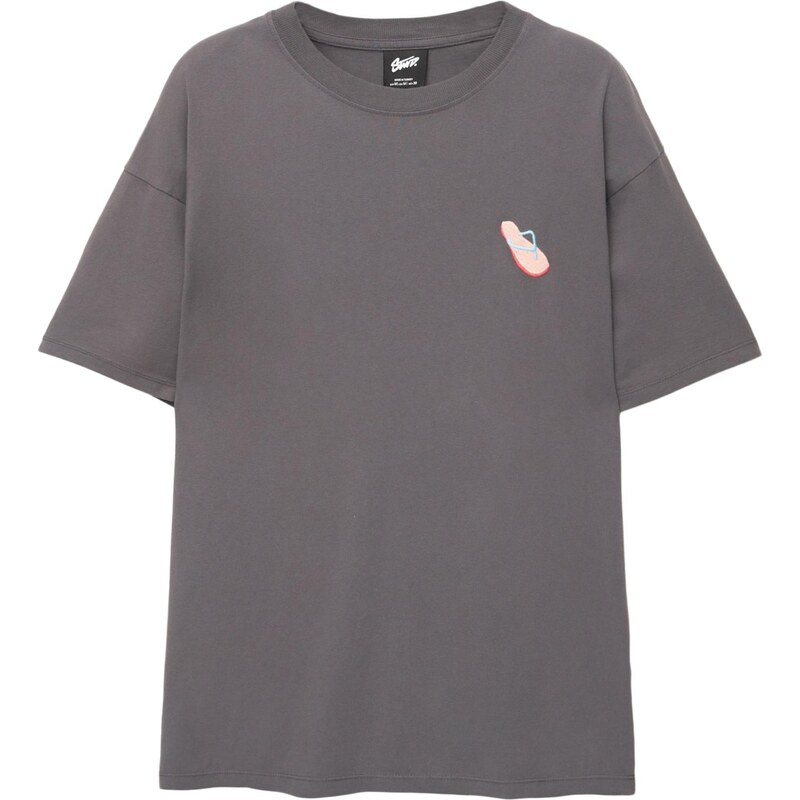 Pull&Bear Tričko STWD SUMMER TENSION 04 FLIP FLO nebesky modrá / 65475124