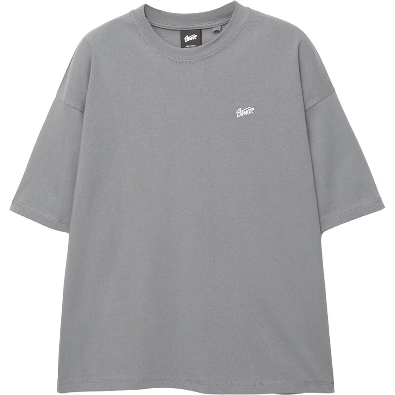 Pull&Bear Tričko STWD dymovo modrá / biela 65475117