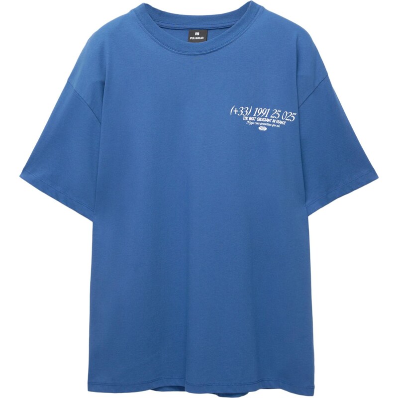 Pull&Bear Tričko kráľovská modrá / biela 65475147