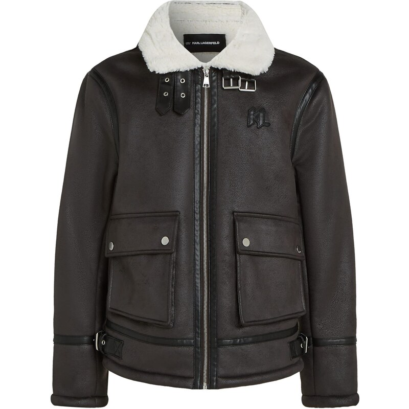 Karl Lagerfeld Zimná bunda tmavohnedá / biela 65135864