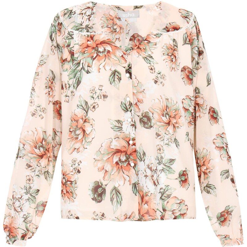 Usha Blúzka krémová / nefritová / oranžová 65885312