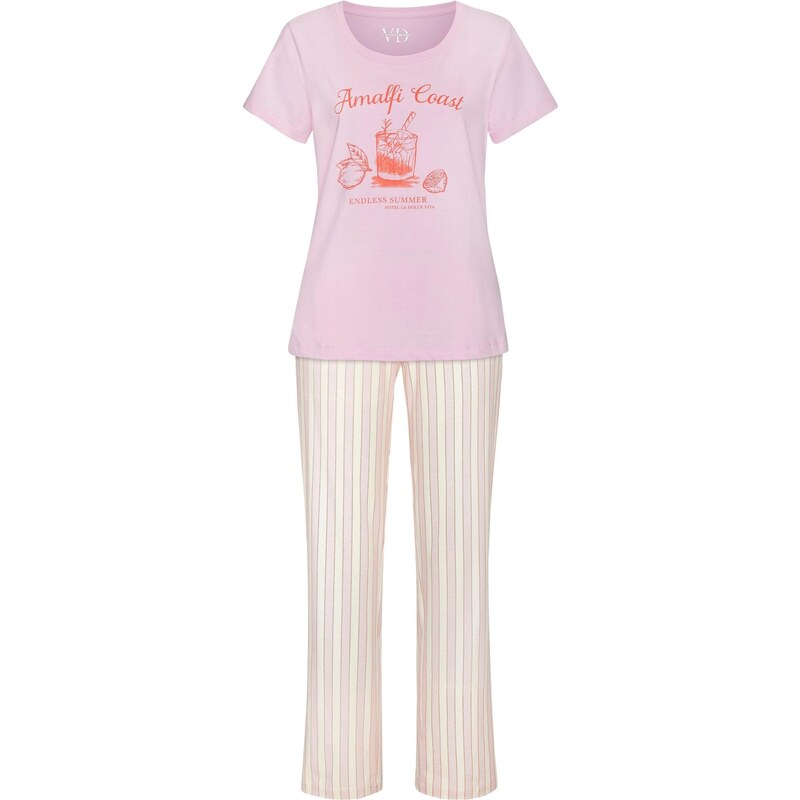 VIVANCE Pyžamo tmavooranžová / ružová / pastelovo ružová / šedobiela 65645649