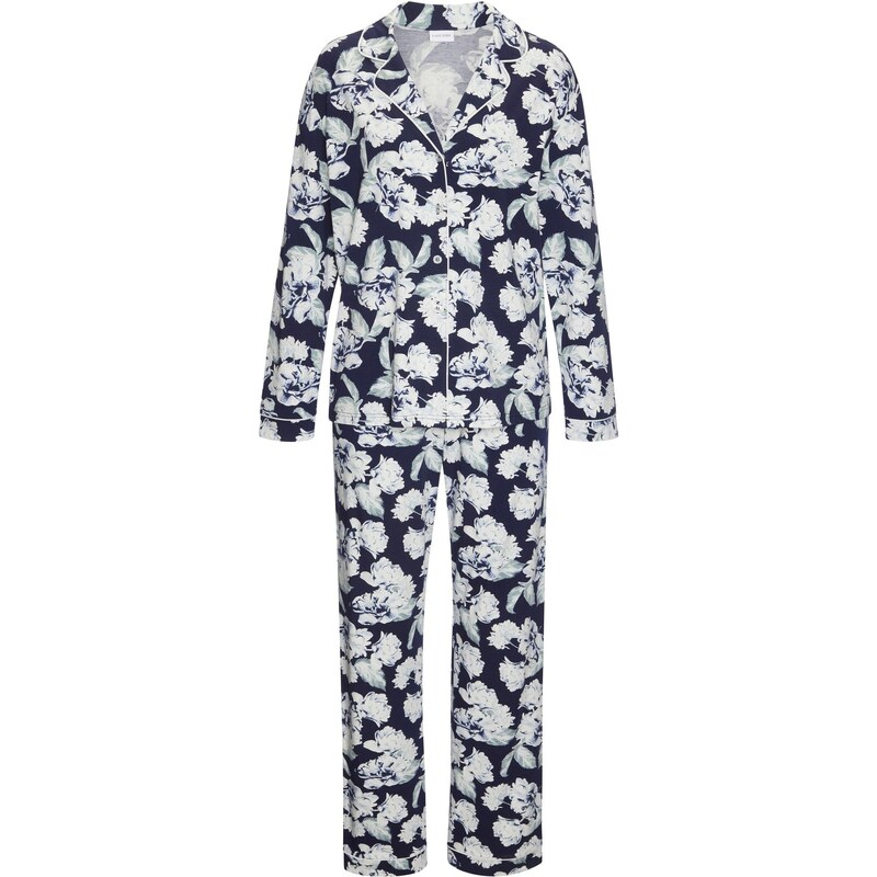 LASCANA Pyžamo námornícka modrá / pastelovo zelená / biela 65655238