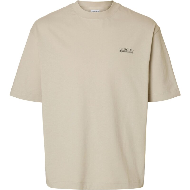 SELECTED Tričko SLHNORMAN sivobéžová / čierna 64944077