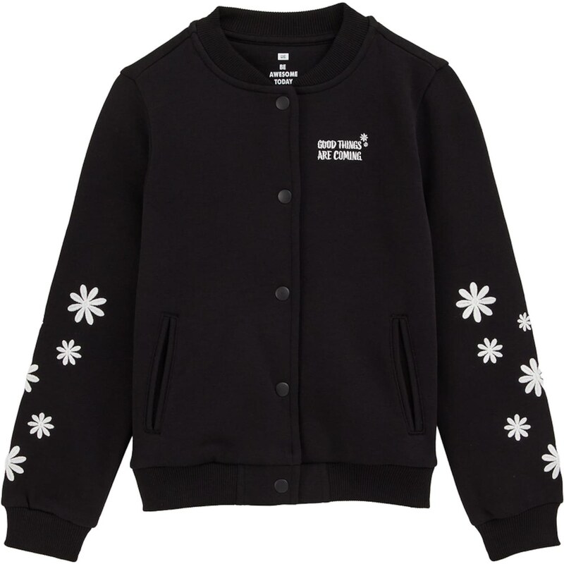 WE Fashion Tepláková bunda čierna / biela 65656065