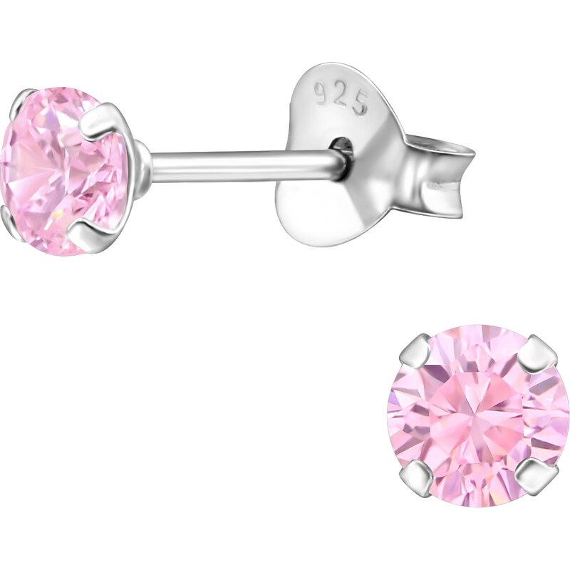 Olivie Stříbrné 4mm náušnice PINK 9845 64996317