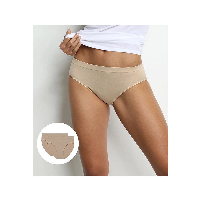 DIM SEAMLESS MAXI BRIEF 2x - Dámske bezšvové nohavičky 2 ks - telová 64955905