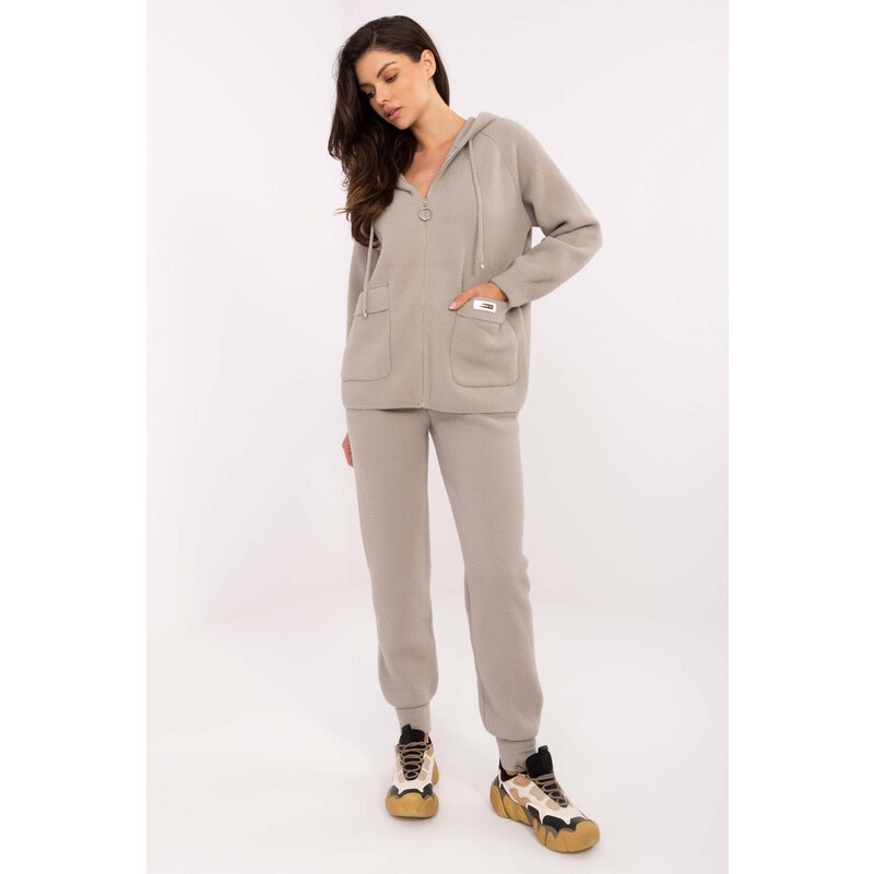 MladaModa Alpaka súprava s mikinou s kapucňou model 81860 šedá 65082563