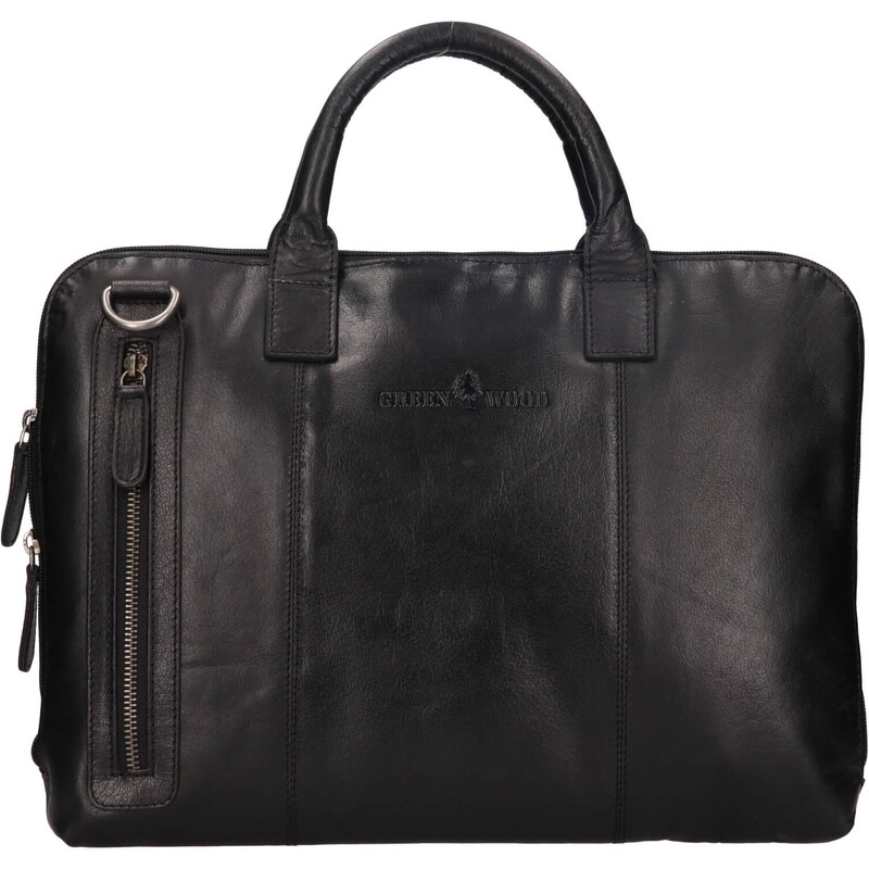 Kožená taška na notebook Greenwood Bern - čierna 64964826