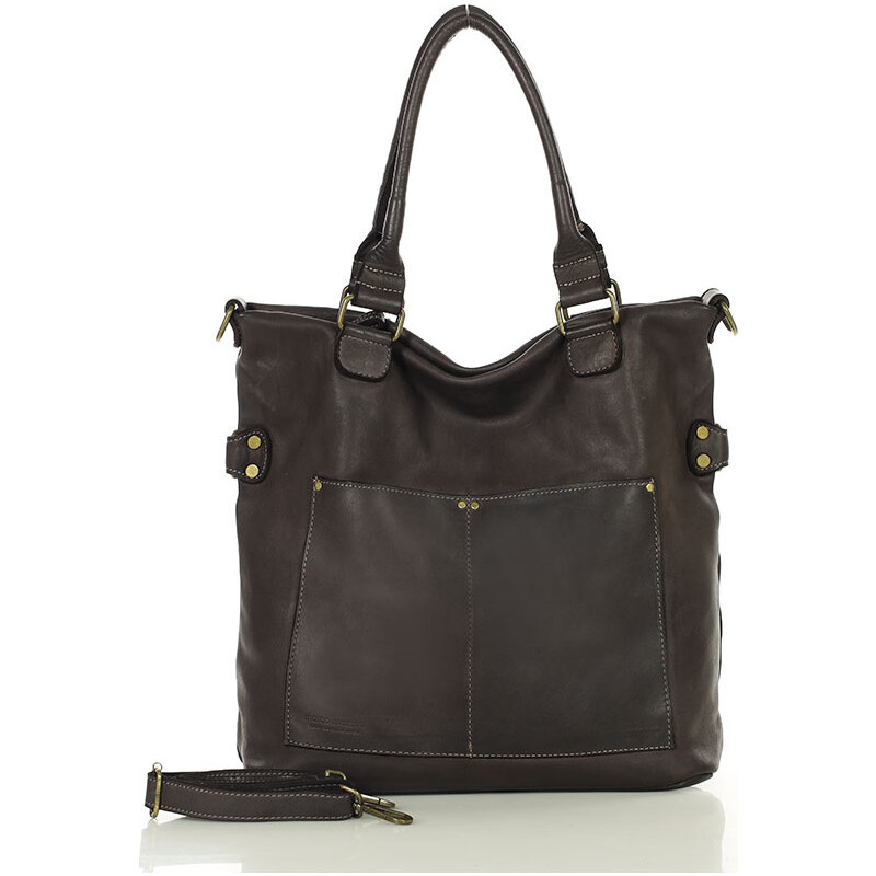 Tmavo hnedá kožená kabelka MARCO MAZZINI v7e 12604169