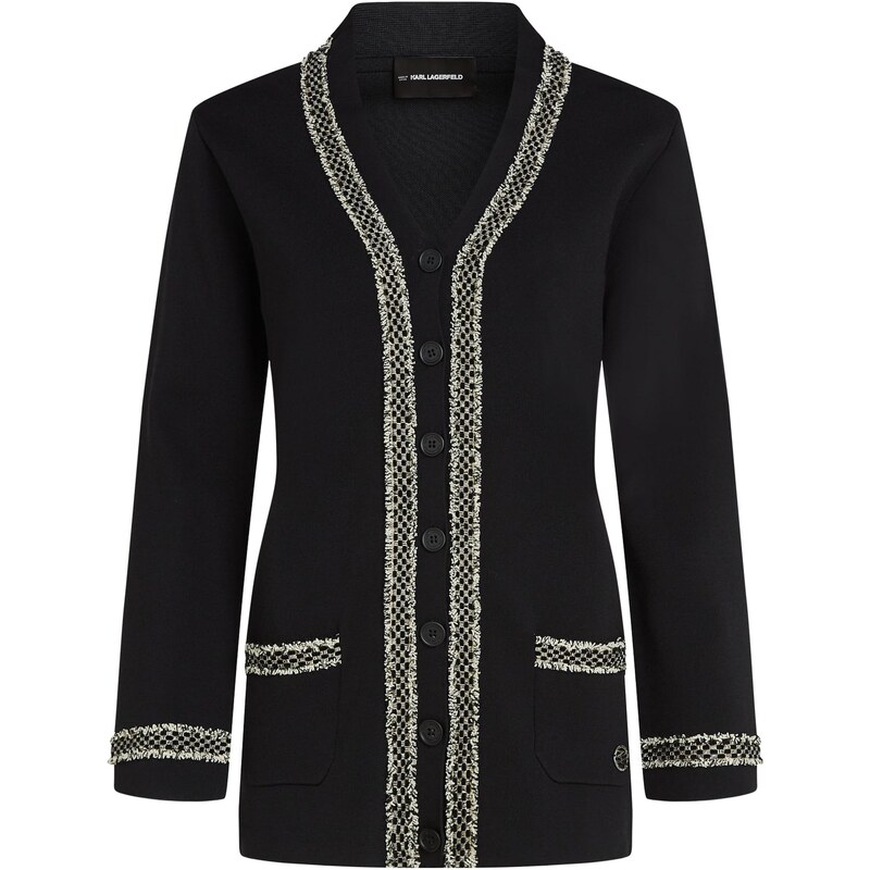 Karl Lagerfeld Pletená vesta čierna / biela ako vlna 65464717