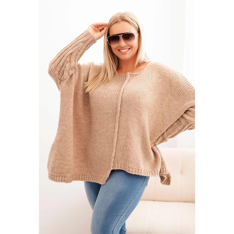 MladaModa Asymetrický oversize sveter vo voľnom strihu model IT86 65202156