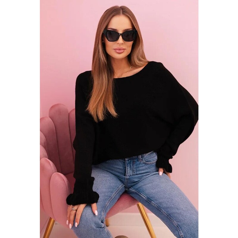 MladaModa Sveter s nariasenými rukávmi a výrezom na chrbte model 2506 65202164