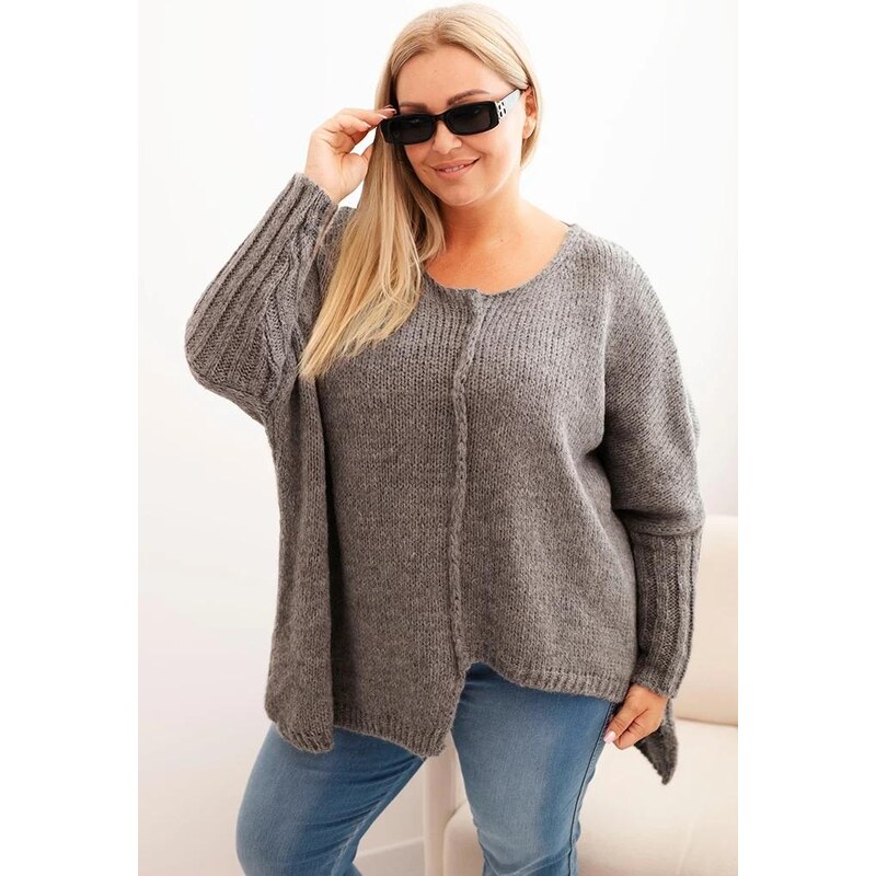 MladaModa Asymetrický oversize sveter vo voľnom strihu model IT86 65202158