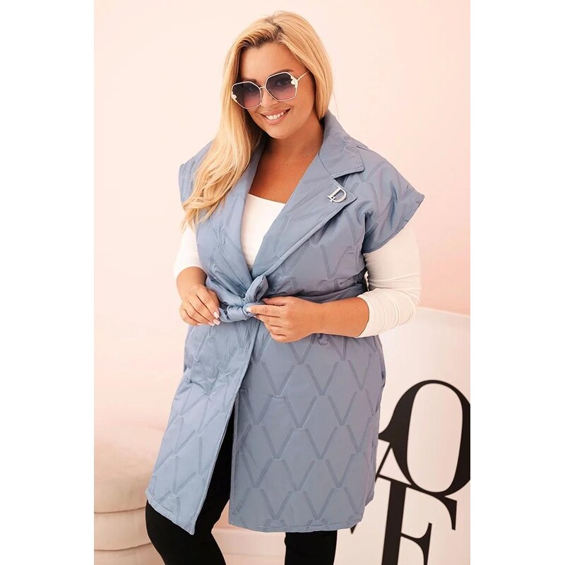 MladaModa Prešívaná vesta s opaskom a širokými klopami model 5698 65626754