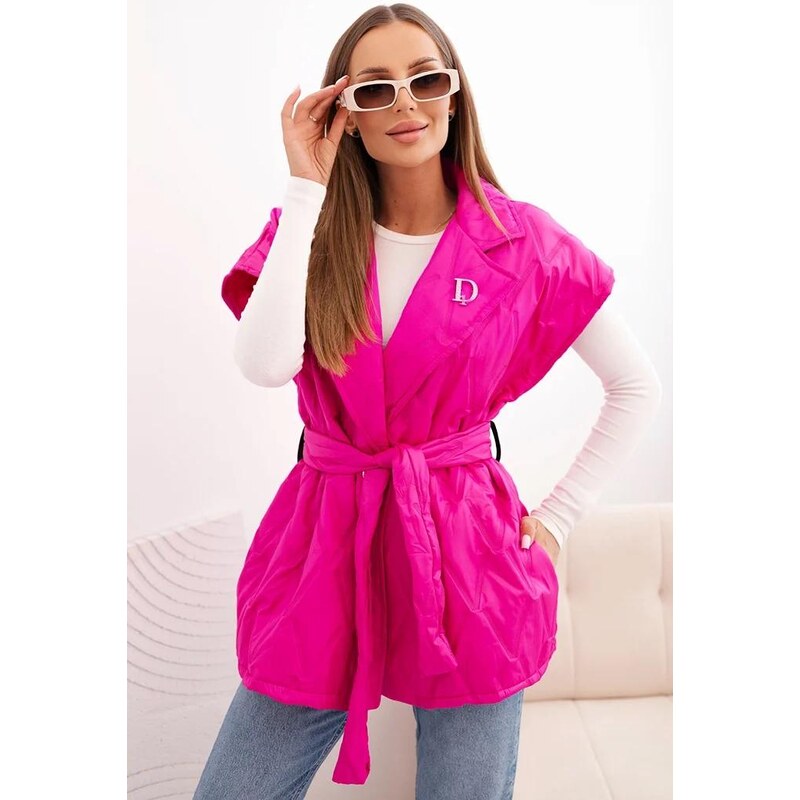 MladaModa Prešívaná vesta s opaskom a širokými klopami model 5696 65626761