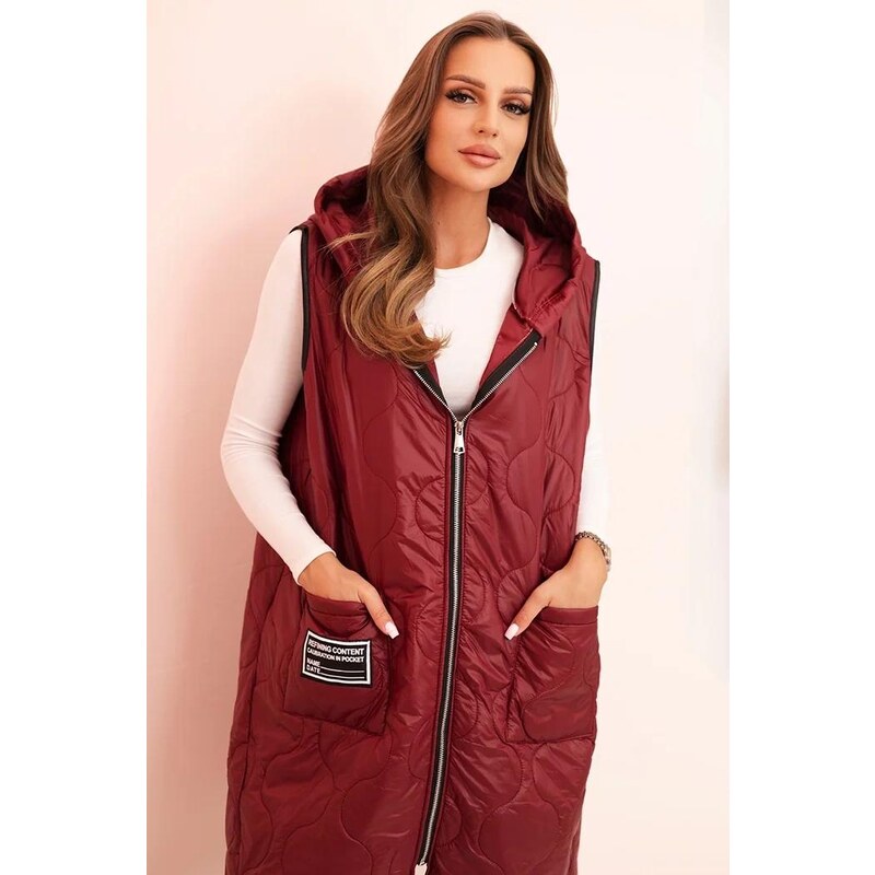 MladaModa Prešívaná oversize vesta s kapucňou a zipsom model 5393 65626765