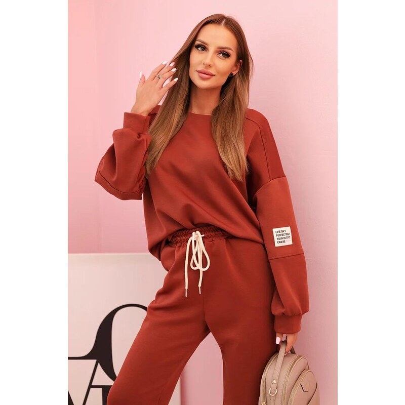 MladaModa Viskózová tepláková súprava model 7065P hnedá 65082573